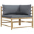 2 Piece Garden Lounge Set with Dark Grey Cushions Bamboo