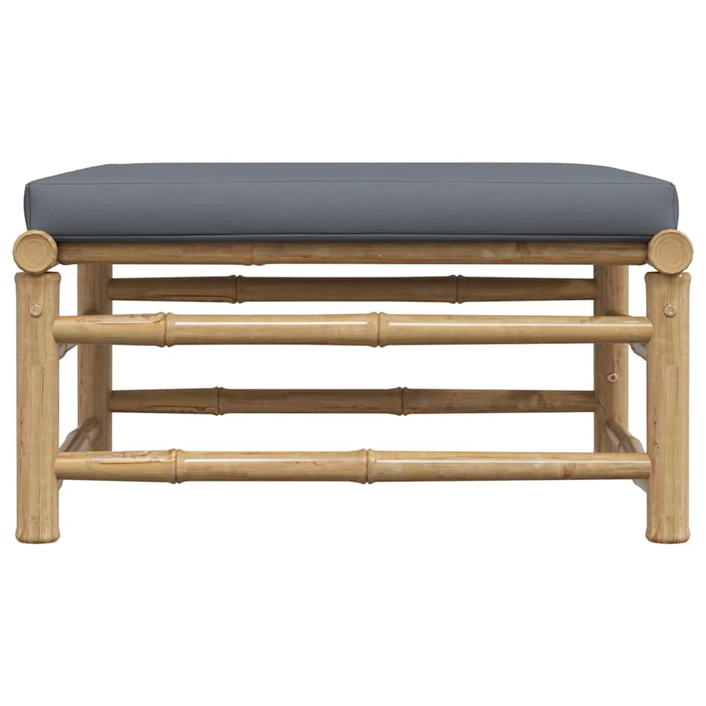 Garden Footrest with Dark Grey Cushion Bamboo