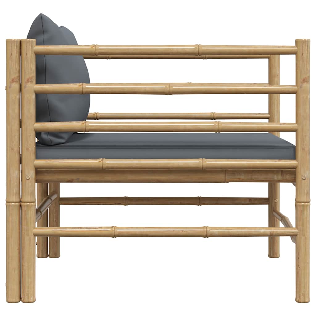 Garden Sofa with Dark Grey Cushions Bamboo