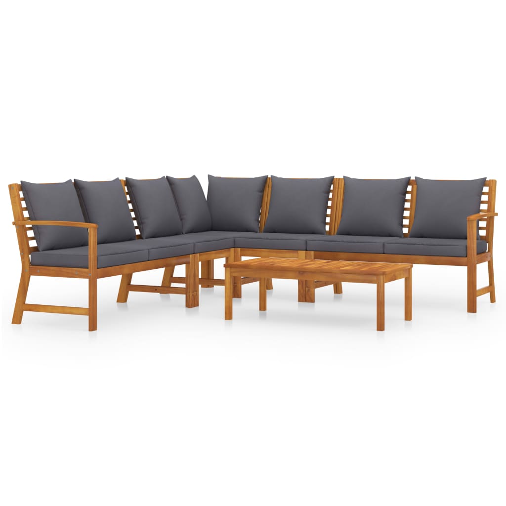 6 Piece Garden Lounge Set with Cushion Solid Acacia Wood