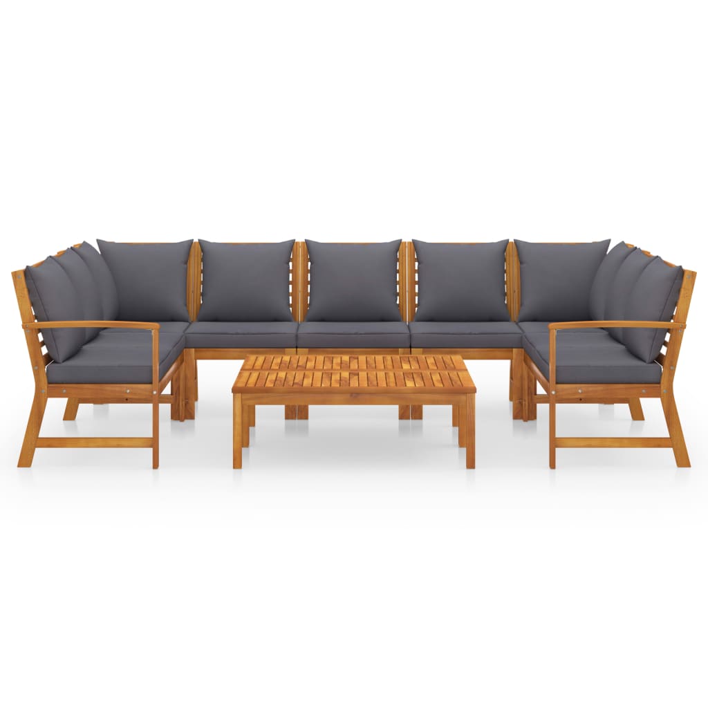 9 Piece Garden Lounge Set with Cushion Solid Acacia Wood