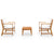 3 Piece Garden Lounge Set with Cushion Solid Acacia Wood
