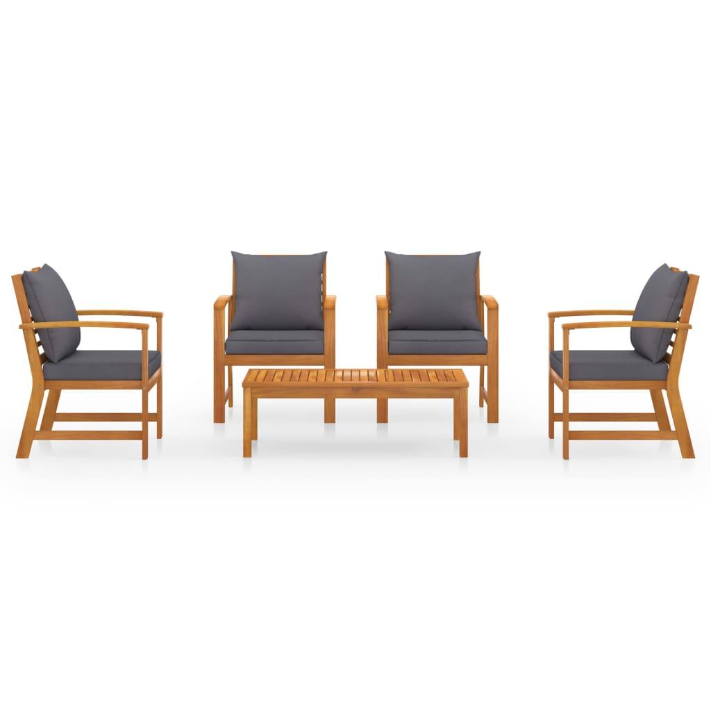 5 Piece Garden Lounge Set with Cushion Solid Acacia Wood