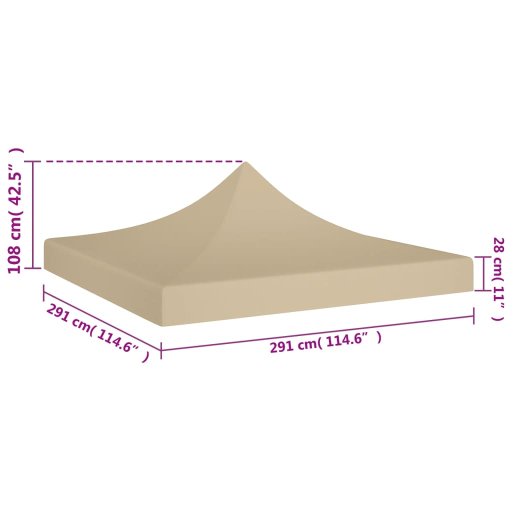 Party Tent Roof 3x3 m Beige 270 g/m²