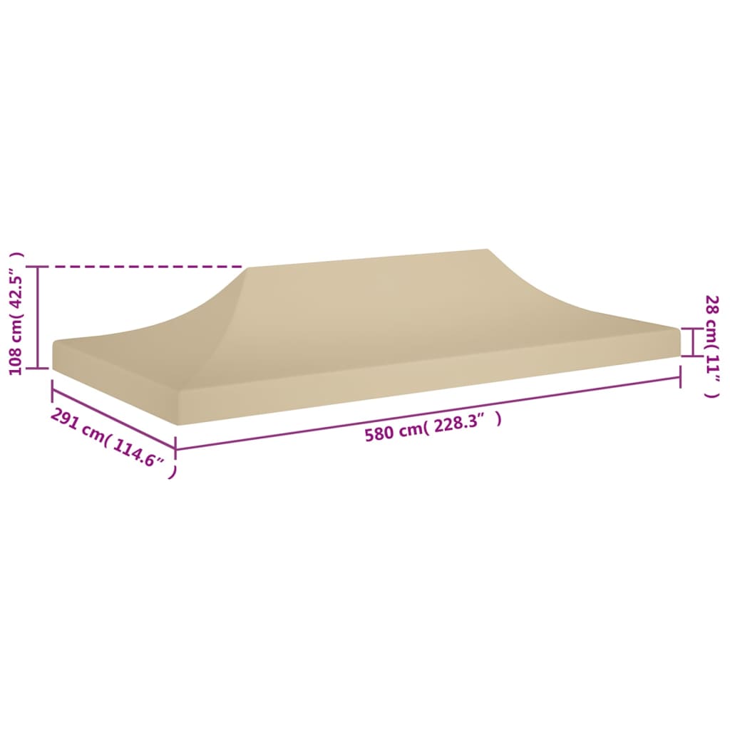 Party Tent Roof 6x3 m Beige 270 g/m²