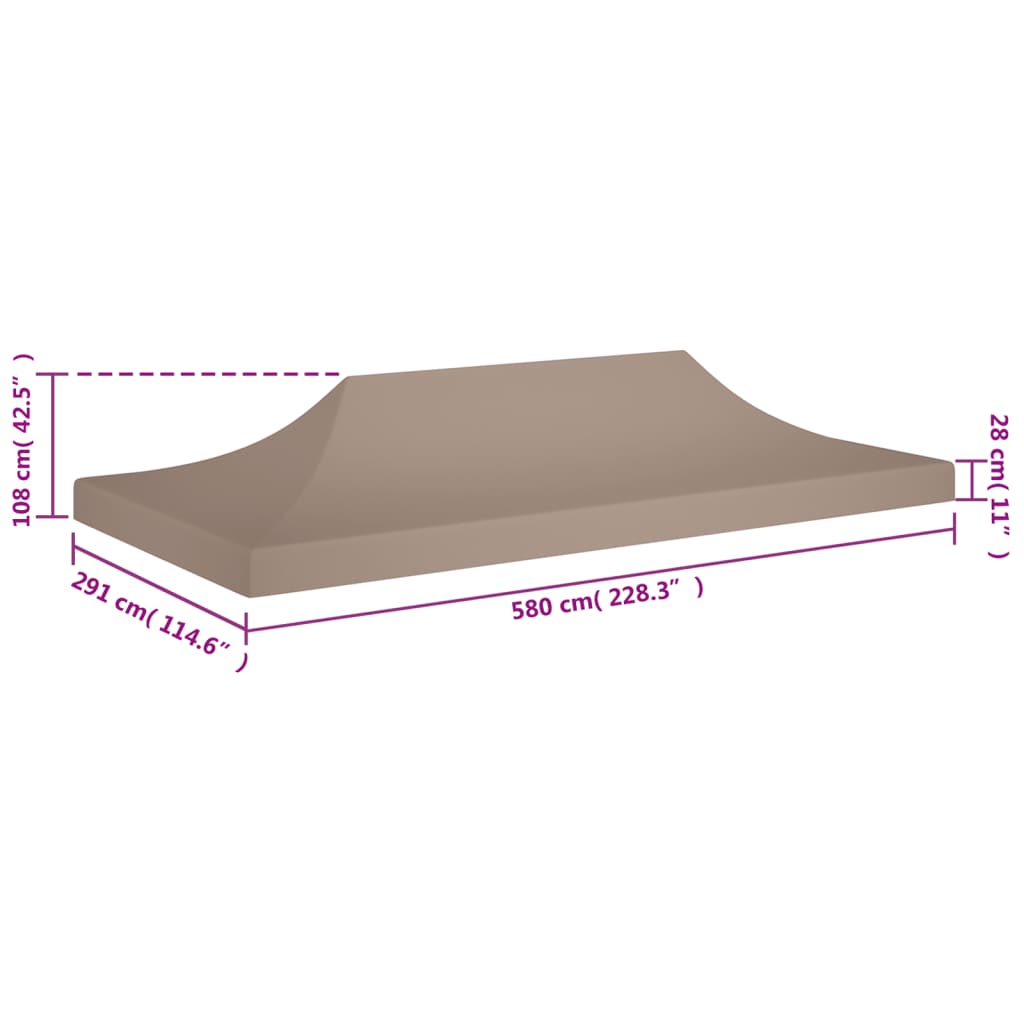 Party Tent Roof 6x3 m Taupe 270 g/m²