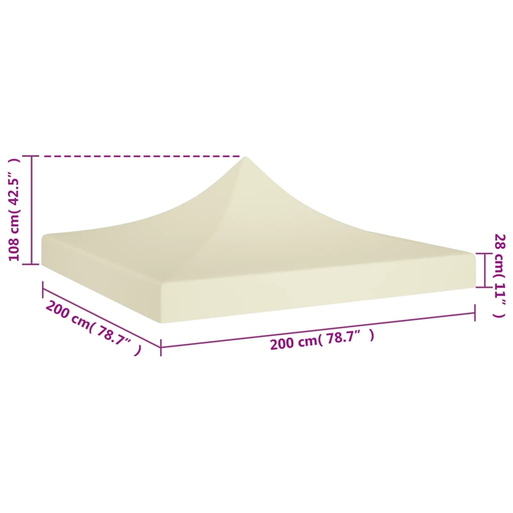 Party Tent Roof 2x2 m Cream 270 g/m²