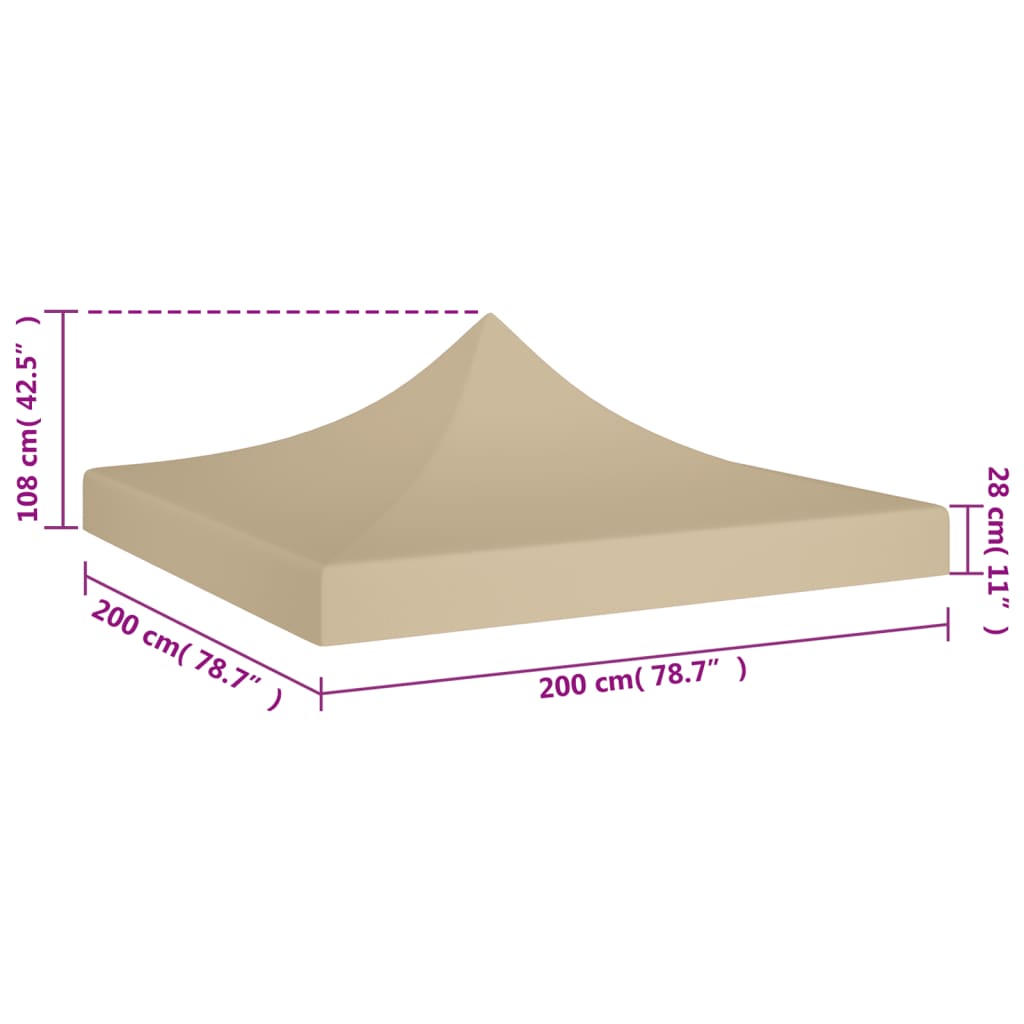 Party Tent Roof 2x2 m Beige 270 g/m²