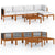 6 Piece Garden Lounge Set with Cushions Cream Wood Acacia&Rope