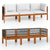 3-Seater Garden Sofa with Cushion Wood Acacia&Rope