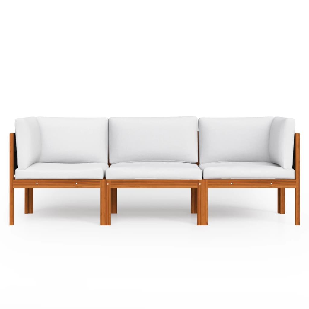 3-Seater Garden Sofa with Cushion Wood Acacia&Rope