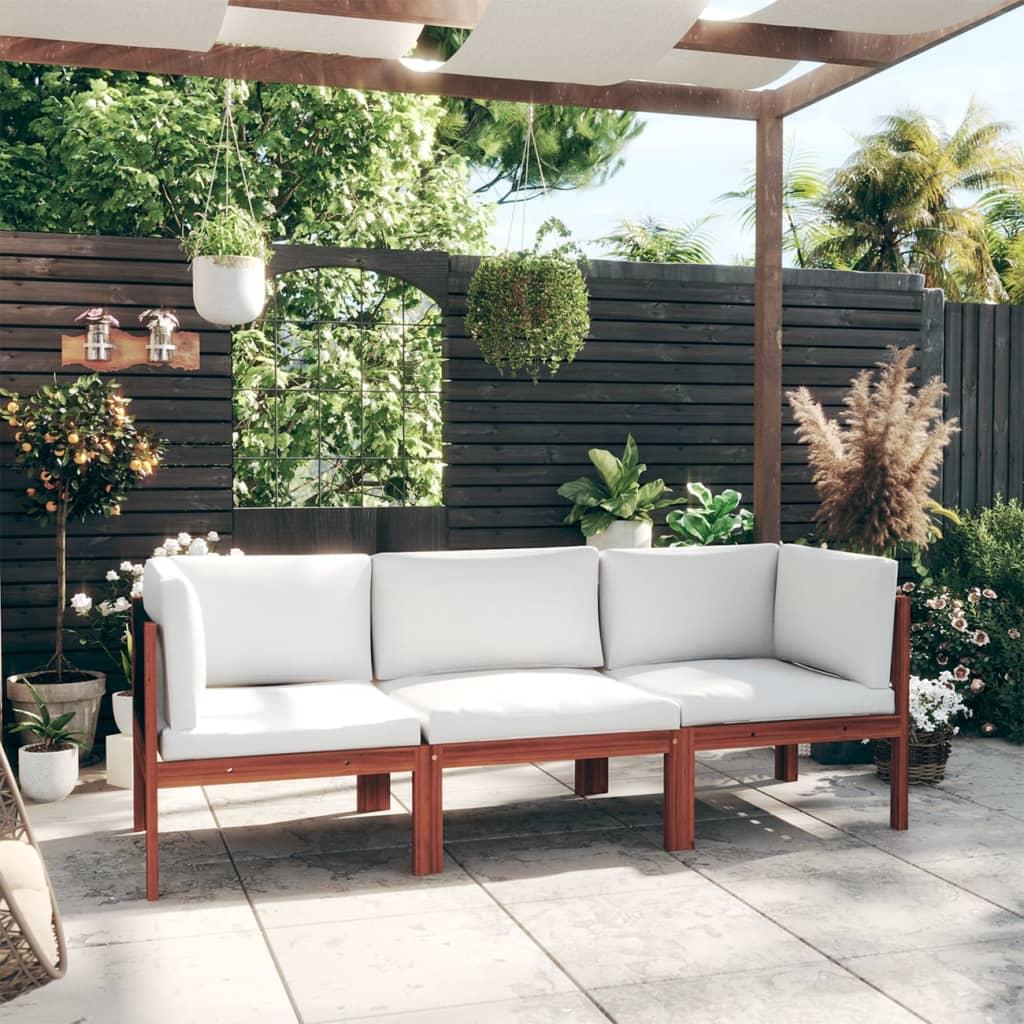 3-Seater Garden Sofa with Cushion Wood Acacia&Rope