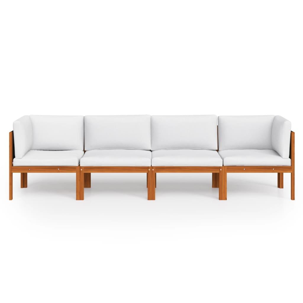 4-Seater Garden Sofa with Cushion Wood Acacia&Rope