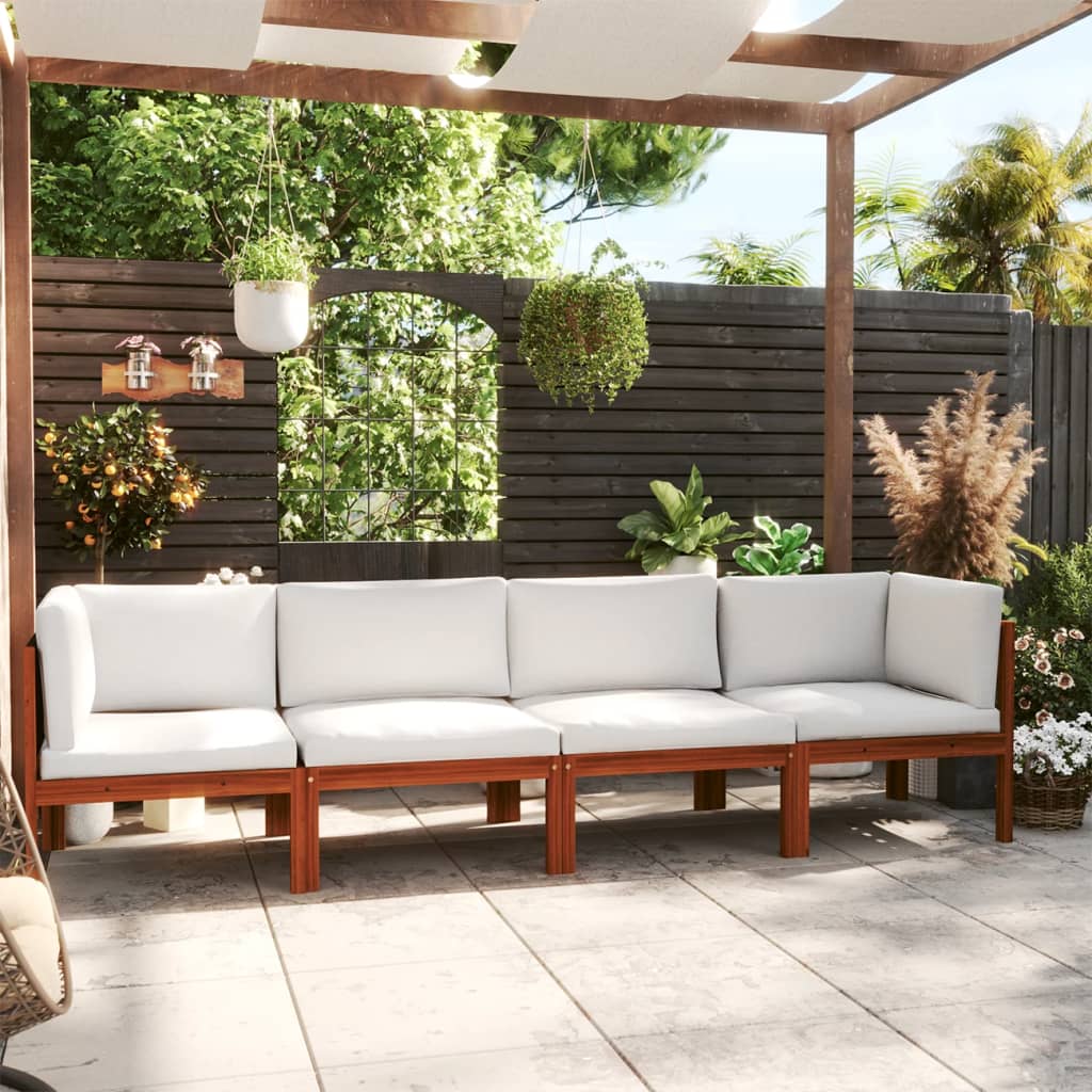 4-Seater Garden Sofa with Cushion Wood Acacia&amp;Rope