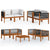 5 Piece Garden Lounge Set with Cushions Cream Wood Acacia&Rope