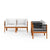5 Piece Garden Lounge Set with Cushions Cream Wood Acacia&Rope