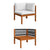 9 Piece Garden Lounge Set with Cushions Cream Wood Acacia&Rope