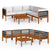 6 Piece Garden Lounge Set with Cushions Cream Wood Acacia&Rope