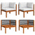 6 Piece Garden Lounge Set with Cushions Cream Wood Acacia&Rope
