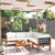 6 Piece Garden Lounge Set with Cushions Cream Wood Acacia&Rope