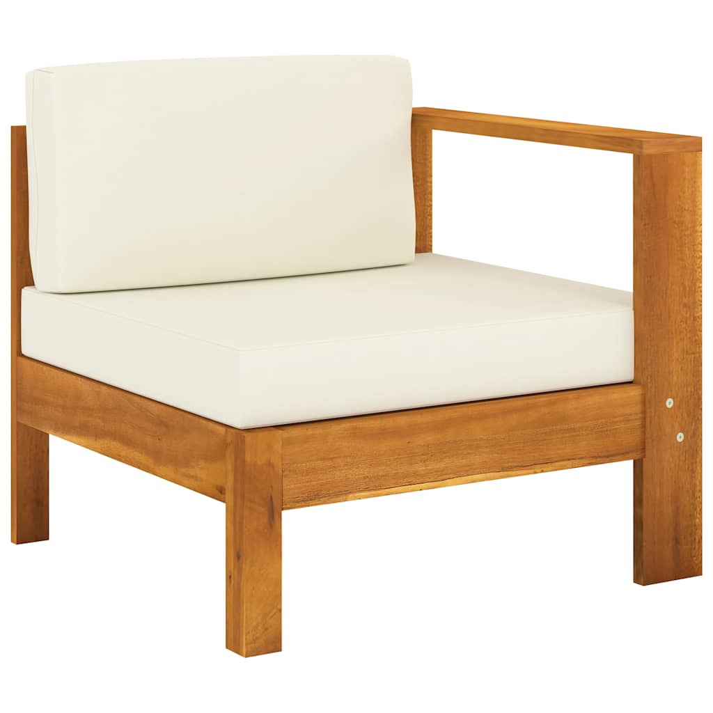 3-Seater Garden Sofa with Cream White Cushions