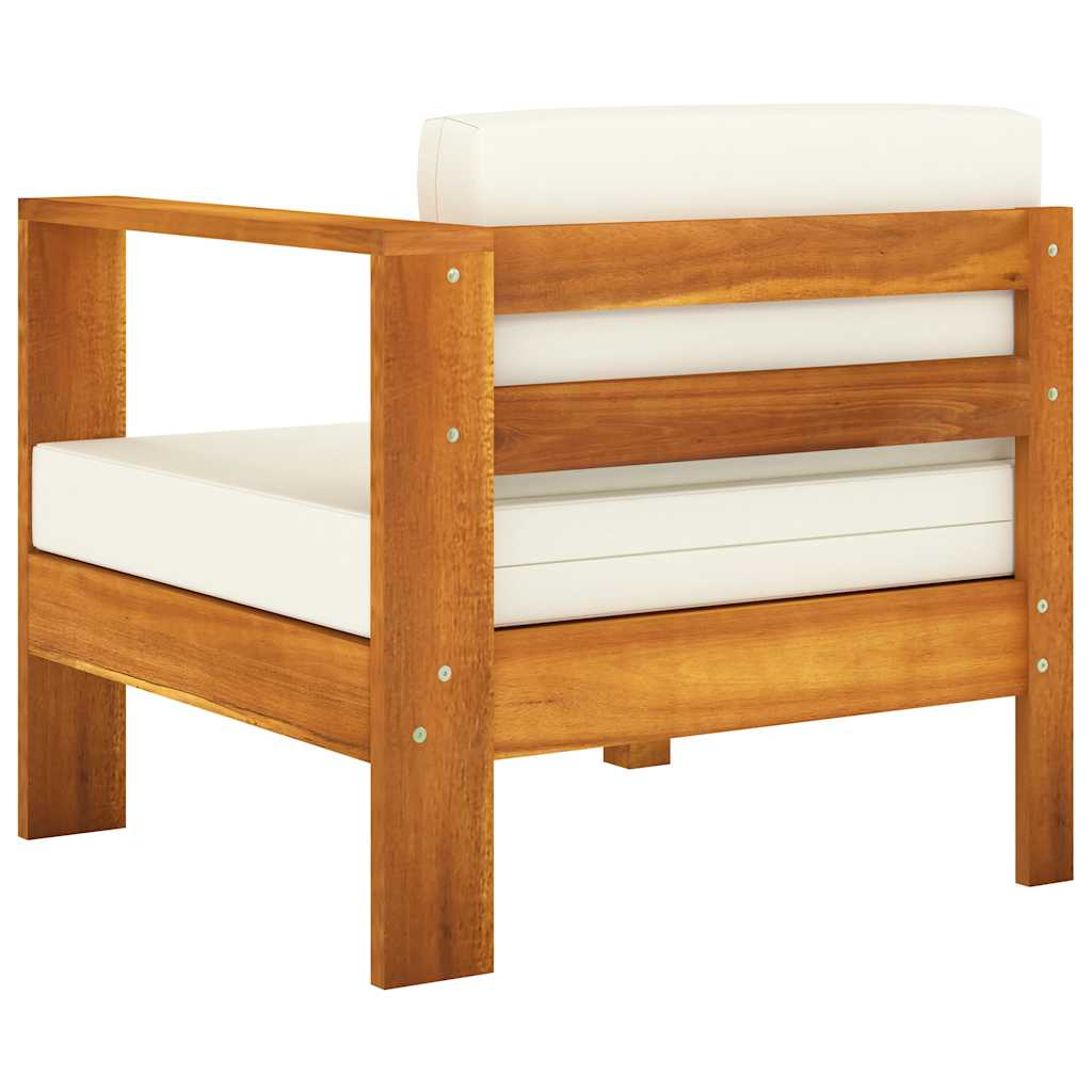 3-Seater Garden Sofa with Cream White Cushions