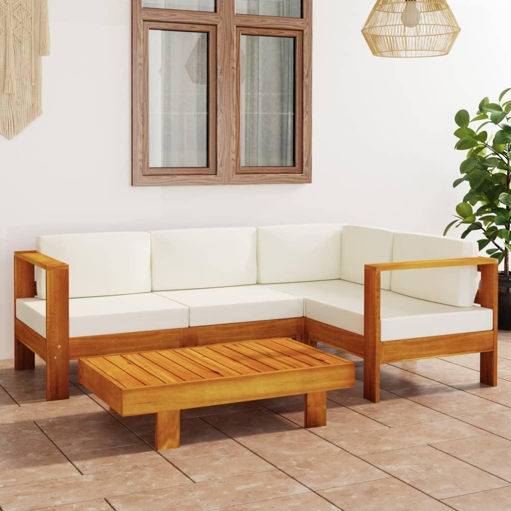 5 Piece Garden Lounge Set with Cushions 100x60 cm Acacia Wood