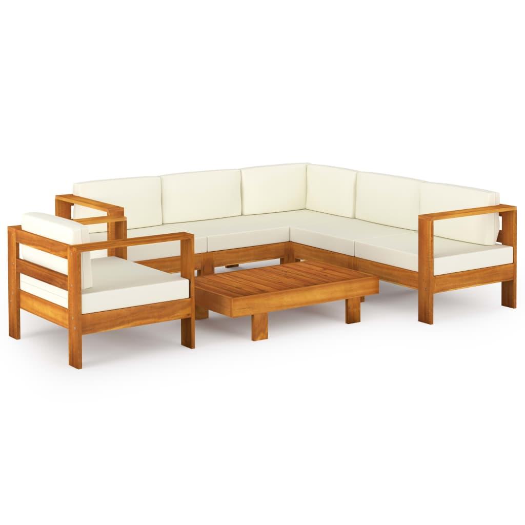 7 Piece Garden Lounge Set with Cushions 100x60 cm Acacia Wood