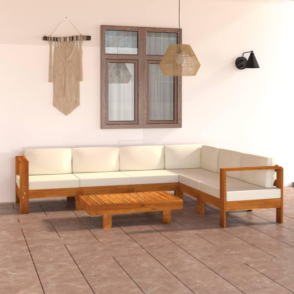 7 Piece Garden Lounge Set with Cushions 100x60 cm Acacia Wood