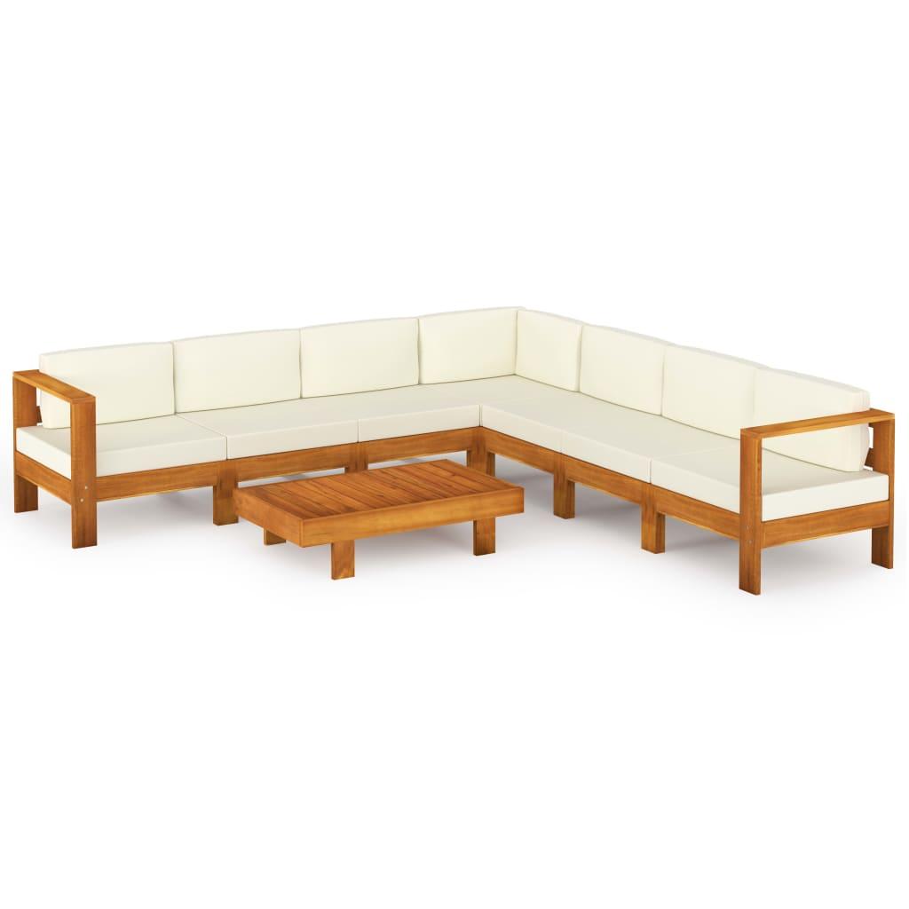 8 Piece Garden Lounge Set with Cushions 100x60 cm Acacia Wood