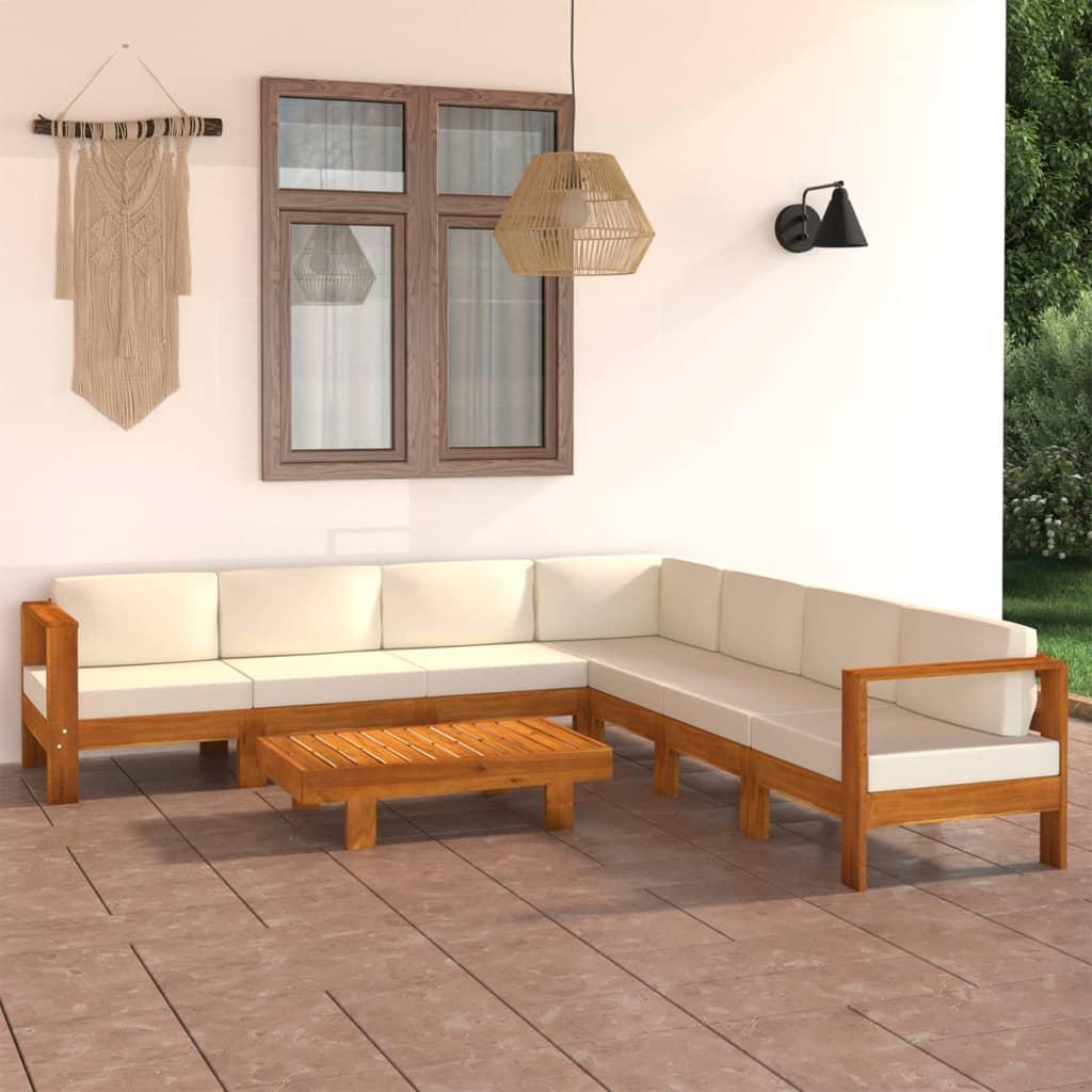 8 Piece Garden Lounge Set with Cushions 100x60 cm Acacia Wood