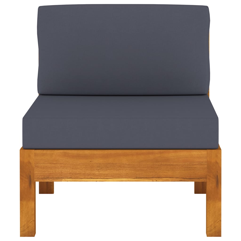 3-Seater Garden Sofa with Dark Grey Cushions Acacia Wood