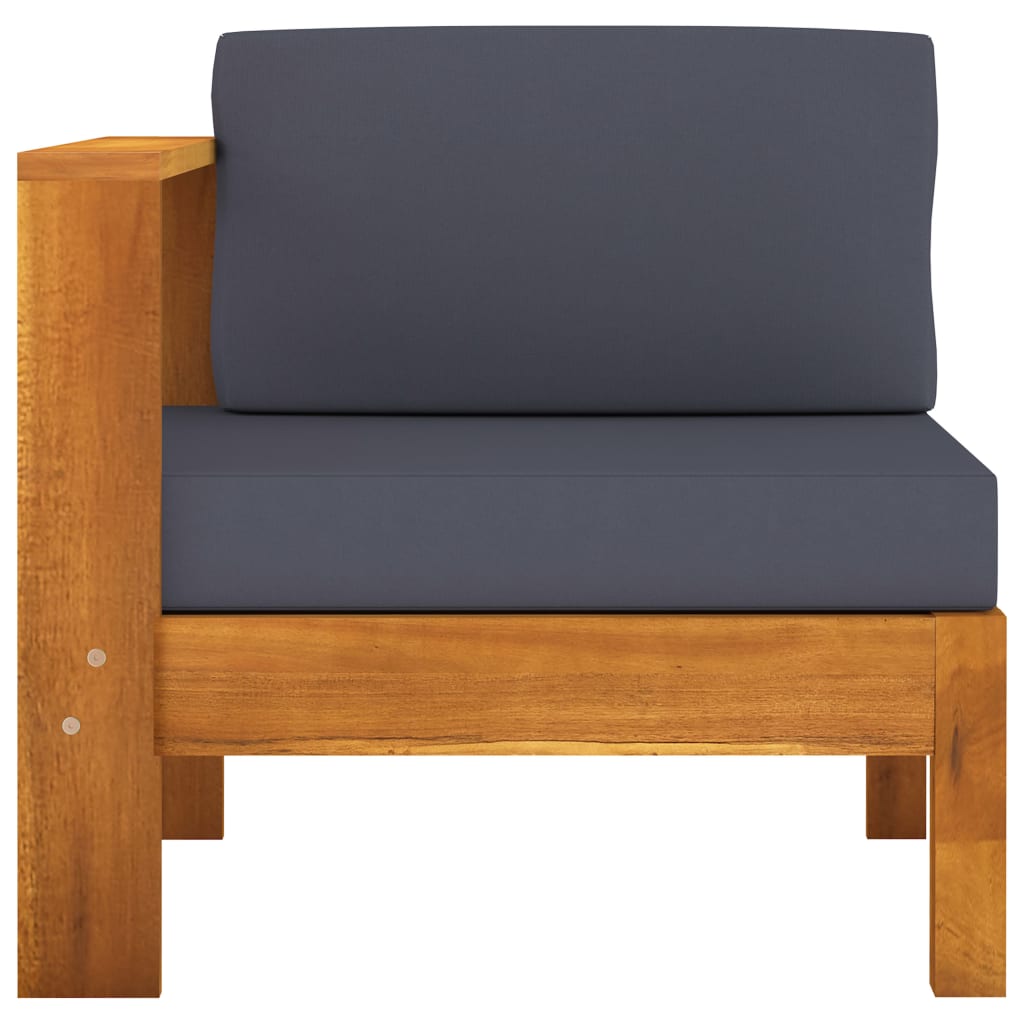 3-Seater Garden Sofa with Dark Grey Cushions Acacia Wood