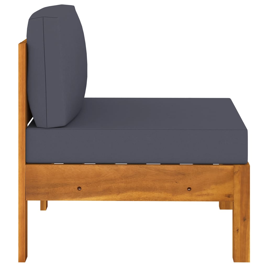 3-Seater Garden Sofa with Dark Grey Cushions Acacia Wood