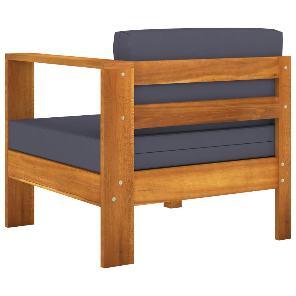 4-Seater Garden Sofa with Dark Grey Cushions Acacia Wood