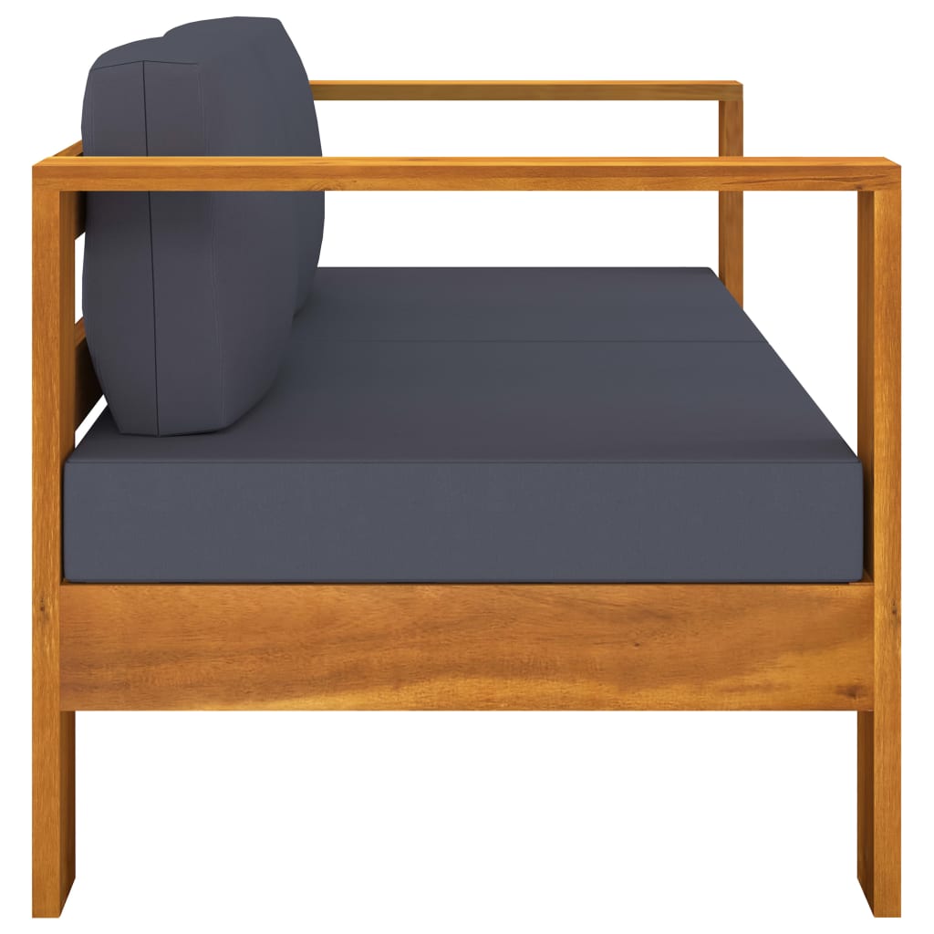 4 Piece Garden Lounge Set with Dark Grey Cushions Acacia Wood
