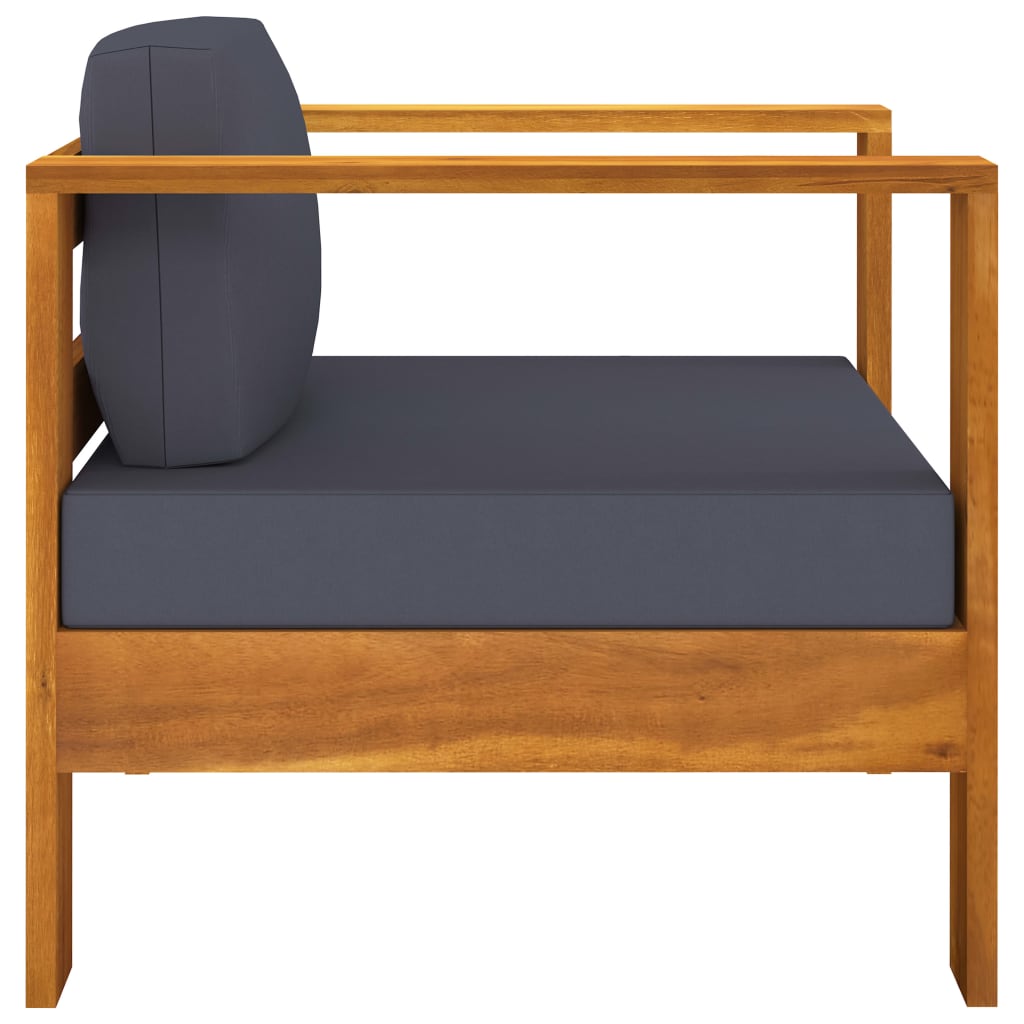 4 Piece Garden Lounge Set with Dark Grey Cushions Acacia Wood