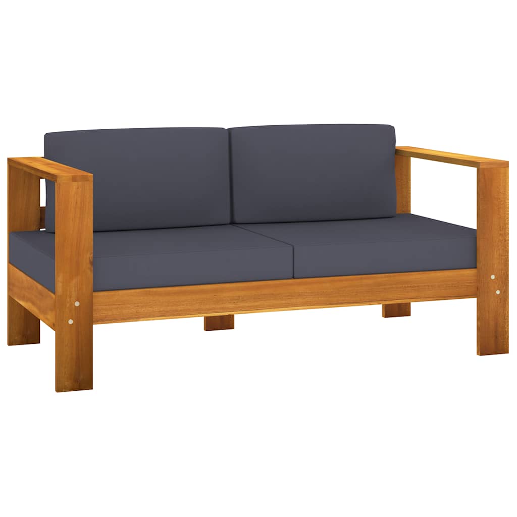 5 Piece Garden Lounge Set with Dark Grey Cushions Acacia Wood