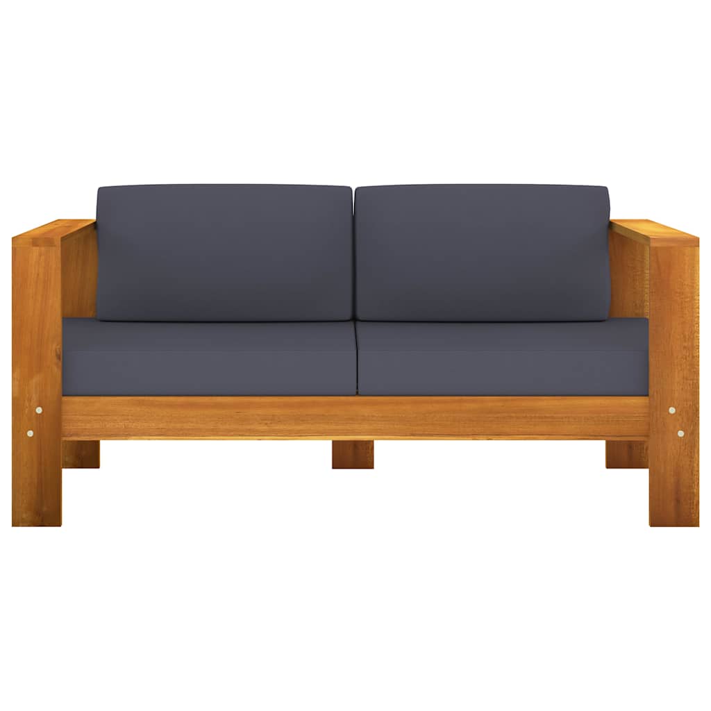 5 Piece Garden Lounge Set with Dark Grey Cushions Acacia Wood