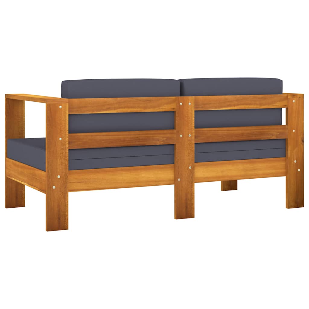 5 Piece Garden Lounge Set with Dark Grey Cushions Acacia Wood