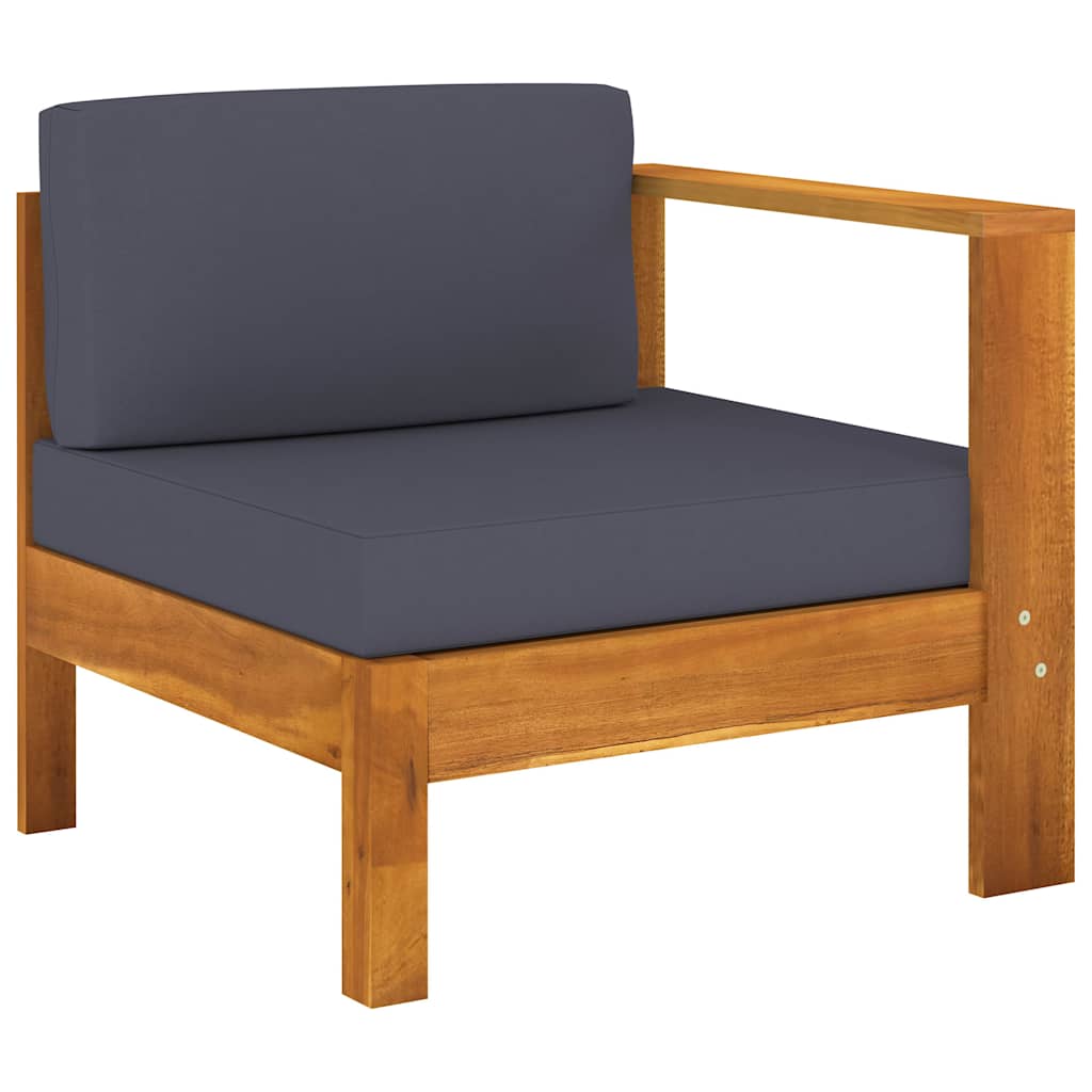 7 Piece Garden Lounge Set with Dark Grey Cushions Acacia Wood