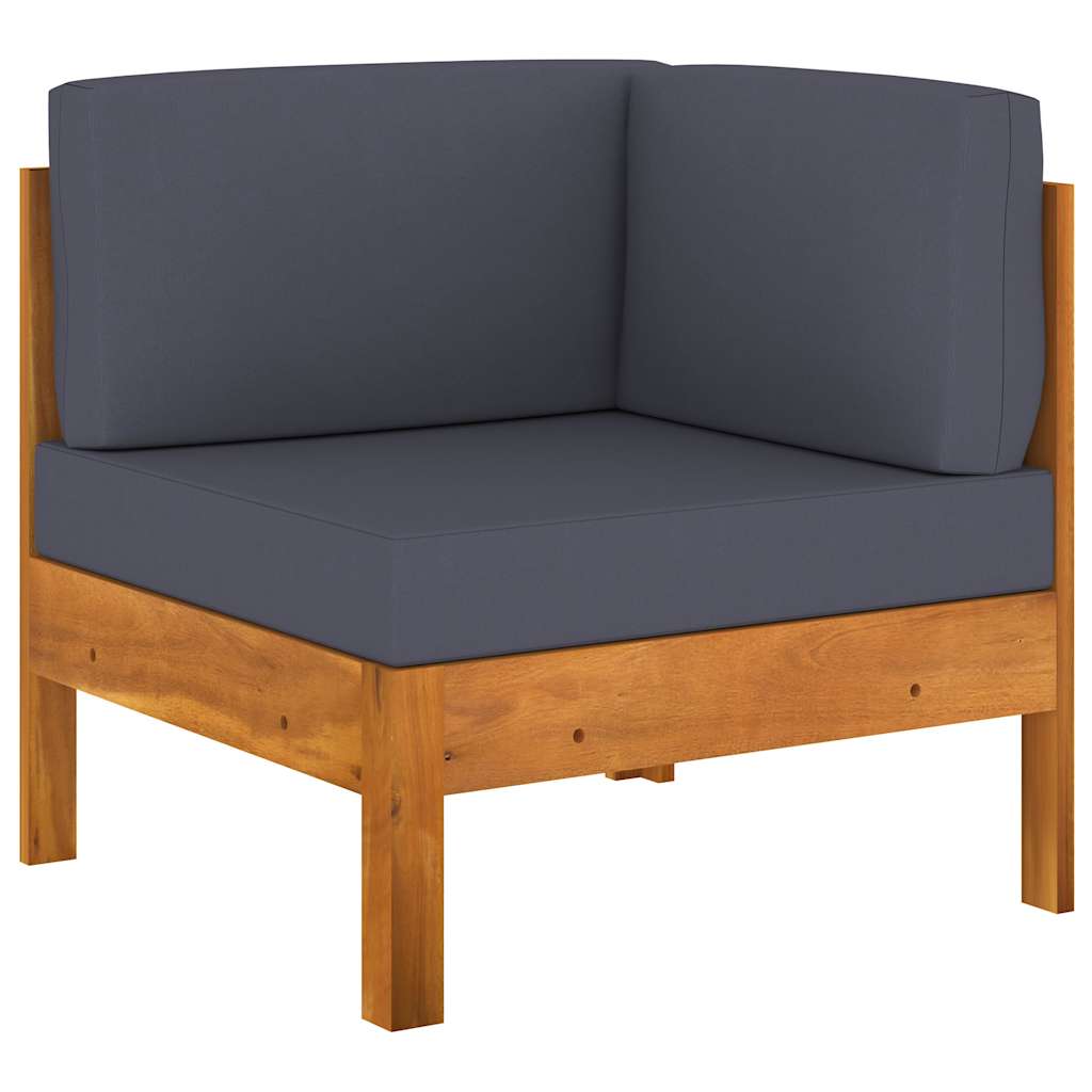 6 Piece Garden Lounge Set with Dark Grey Cushions Acacia Wood