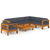 8 Piece Garden Lounge Set with Dark Grey Cushions Acacia Wood