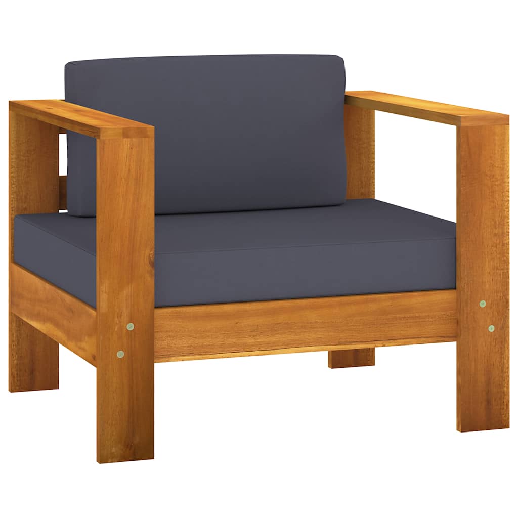 8 Piece Garden Lounge Set with Dark Grey Cushions Acacia Wood