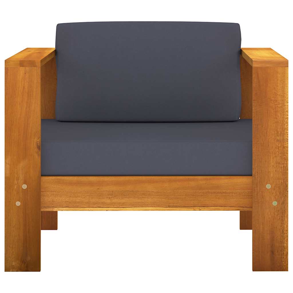 8 Piece Garden Lounge Set with Dark Grey Cushions Acacia Wood