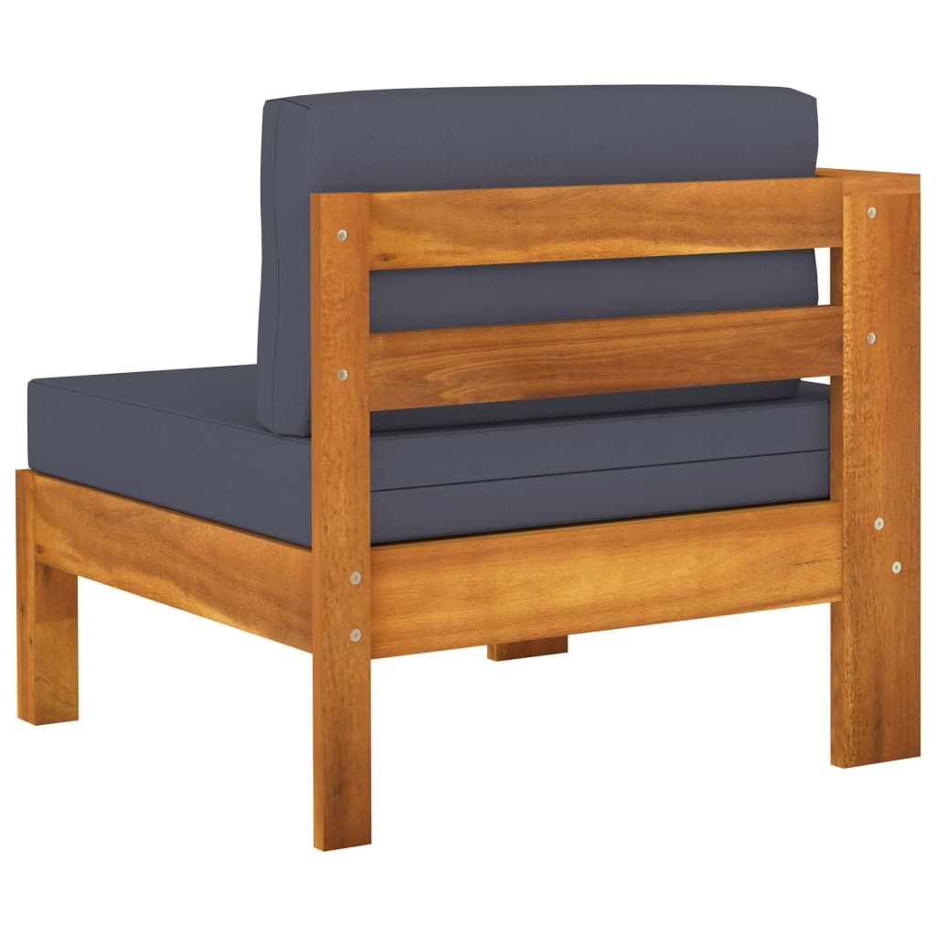 9 Piece Garden Lounge Set with Dark Grey Cushions Acacia Wood