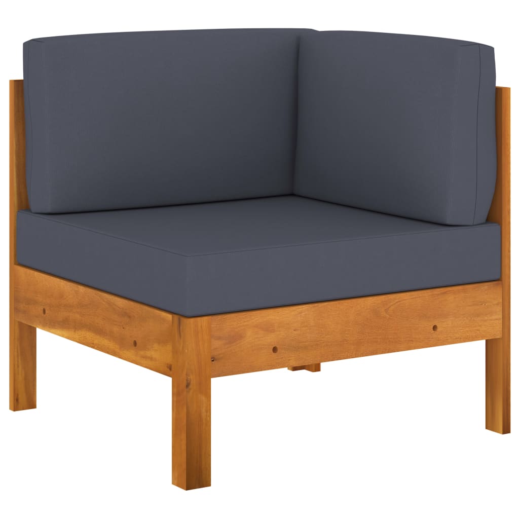 9 Piece Garden Lounge Set with Dark Grey Cushions Acacia Wood