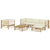6 Piece Garden Lounge Set with Cream White Cushions Bamboo