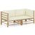2 Piece Garden Lounge Set with Cream White Cushions Bamboo