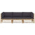 3 Piece Garden Lounge Set with Dark Grey Cushions Bamboo